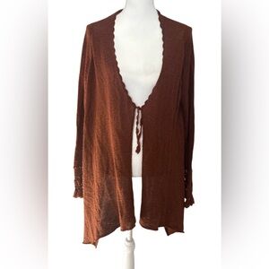 Alpaca 100%Brown Open-Front soft Cardigan made  in Peru